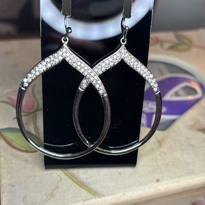 Silver Dangle Hoop Earrings